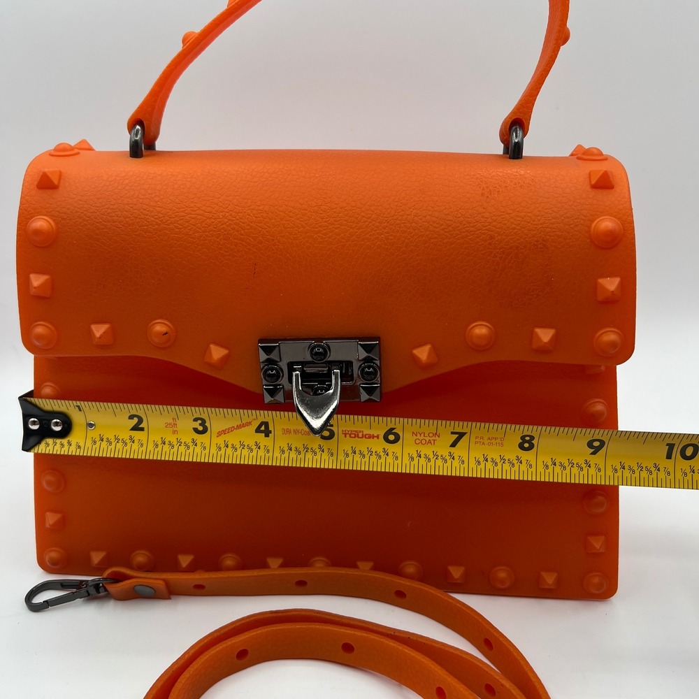 Akira Orange Studded Jelly Handbag Crossbody Satchel Matte Finish - Picture 6 of 9